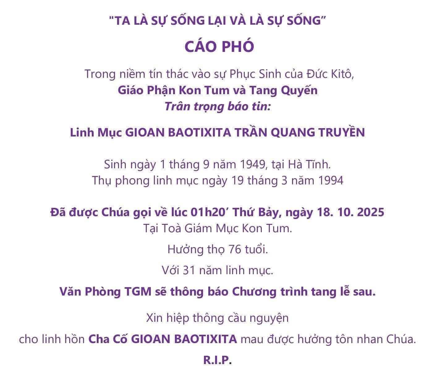 559629271_811028505022854_7755195659266624168_n Cha Cố Gioan Baotixita Trần Quang Truyền (GP Kon Tum)