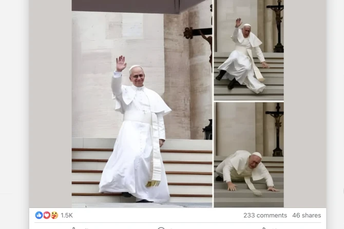pope-leo-xiv-fake-falling-down-stairs-screenshot-1 Vatican đấu tranh chống lại sự lan truyền hình ảnh'deepfake' của Giáo hoàng Leo XIV