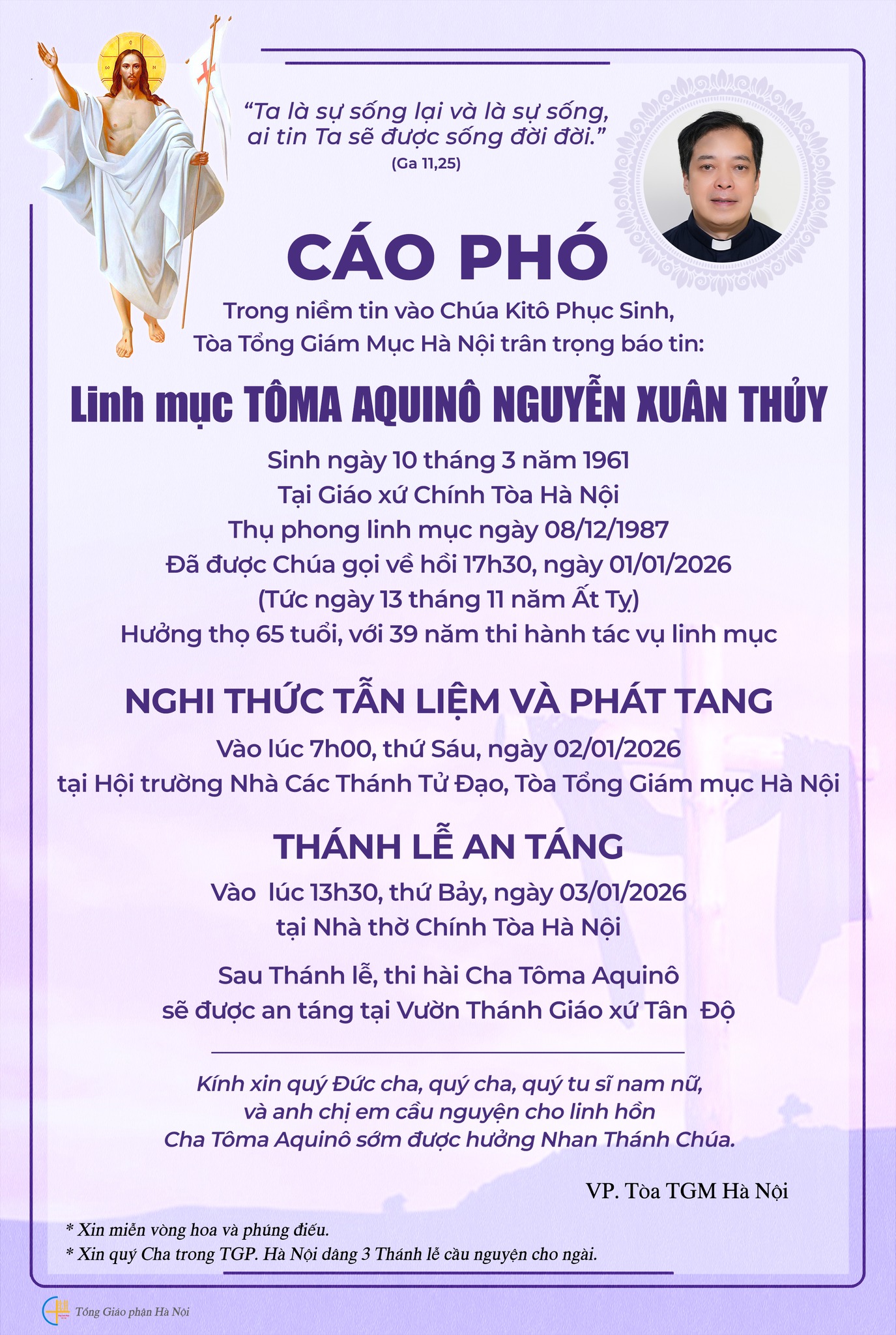 606358973_1282505310587374_4488058575069516452_n Cáo phó: Linh mục Tôma Aquinô Nguyễn Xuân Thủy