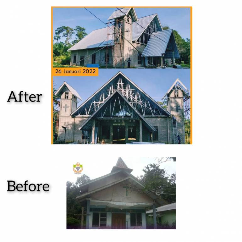 st-_paul_parish_church_sungai_goa_sangau_west_kalimantan_province_under_construction_as_part_of_the_program 1 thanh niên Công giáo 31 tuổi gây quỹ xây hơn 150 nhà thờ