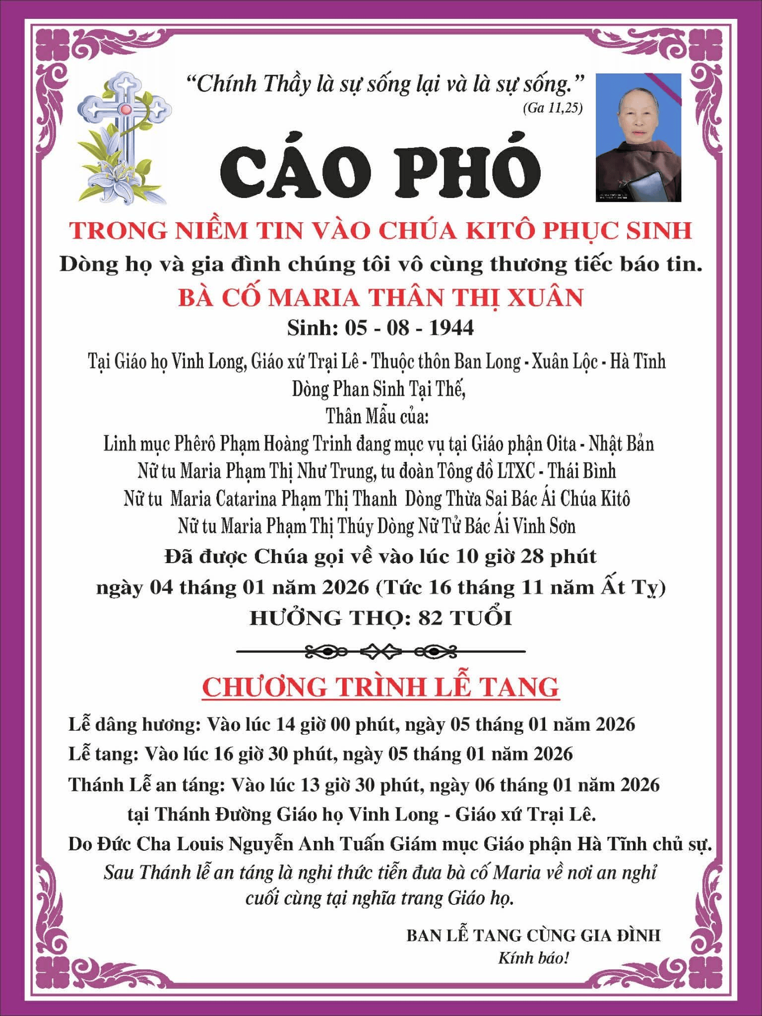 thiet-ke-chua-co-ten-1 Bà cố của 1 Linh mục và 3 Nữ tu qua đời